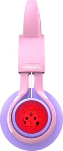 Riwbox CT-7 S Cat Ear Bluetooth Headphones for Kids – Fun LED Light Design with Safe 85 d B Volume Limiting, Comfortable Over-Ear Fit, Built-in Microphone for Seamless Video Calls and Gaming, Perfectly Compatible with Laptops, PCs, and TVs for Young Audiophiles Seeking Engaging Audio Adventures