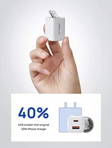 JSAUX 20 W Dual Port USB C Charger Block – Fast Charging Adapter for i Phone 16, Apple Watch, i Pad Pro, and Air Pods – Compact Foldable Travel Charger with Power Delivery & Quick Charge 3.0 Technology – Enhanced Compatibility for All Devices