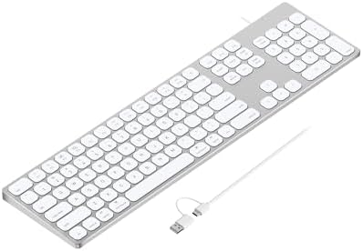 Sleek Aluminum USB Wired Keyboard with Numeric Keypad for Mac & PC – Effortless Data Entry, Plug-and-Play Convenience, and Enhanced Durability for Ultimate Typing Comfort