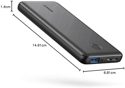 Anker Power Core 10 K Portable Charger – Ultra-Compact 10,000 m Ah Power Bank with Fast USB-C Charging and Power IQ Technology for i Phone, i Pad, and More – Lightweight Travel Essential for On-the-Go Power Solutions