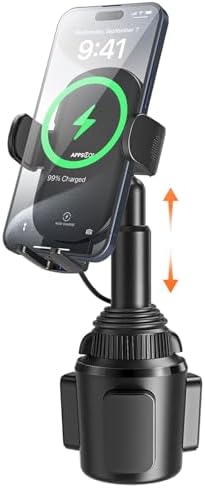 Universal Car Cup Phone Holder by APPS2 | Adjustable Long Arm with 360° Swivel for i Phone, Samsung, Google & All Smartphones | Secure, Stable Design for Hands-Free Navigation & Communication | Effortless Installation in Standard Cup Holders | Ideal Smartphone Accessory for Safe Driving