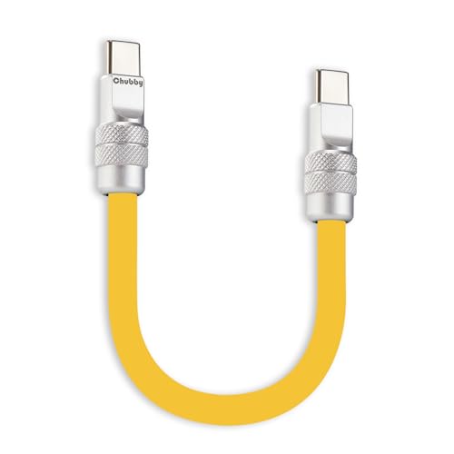 chubbycable Cute Chubby – 240W Short USB-C Cable Power Bank Fast Charging Cable Silicone Charger Cord Compatible with iPhone 16/15 Series, Desert Titanium+Desert Titanium, Type-C to Type-C, 20 inch – Enhanced Compatibility and Speed