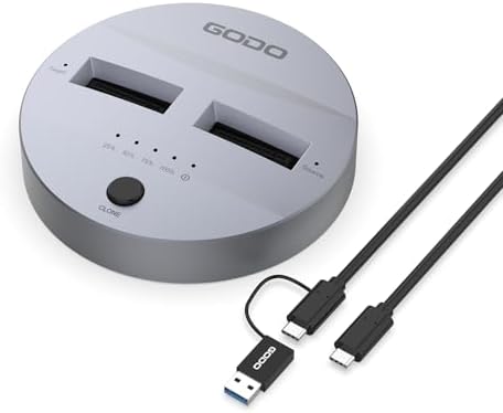 GODO RGB M.2 PCIe NVMe & SATA External SSD Enclosure – Ultra-Fast USB-C Adapter with Tool-Free Installation, 10 Gbps Transfer Speed, UASP & TRIM Support, Stylish RGB Lighting for Enhanced Portability and Performance