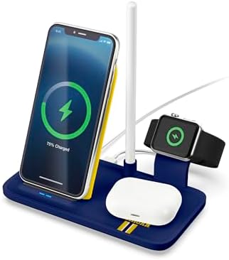SOAR NCAA 4-in-1 Wireless Charging Docking Station: Rapid Charge Solution for i Phone, Apple Watch, Air Pods & Apple Pencil – Official NCAA Design for Ultimate Fan Experience and Device Compatibility