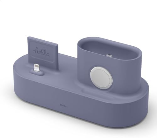 elago 3 in 1 Charging Station for Apple Devices – All-in-One Dock for i Phone, Apple Watch Series 10/9/8/7/6/5/4/3/2/1/SE, and Air Pods Pro/3/2/1 – Sleek, Space-Saving Design with Enhanced Speed and Compatibility (Original Cables Required) – Perfect for Home or Office Use