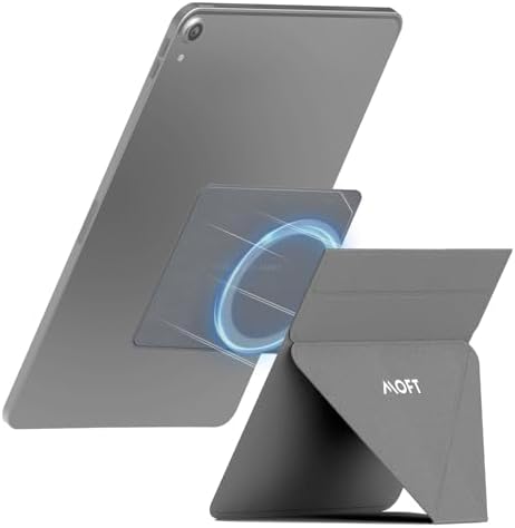 MOFT Snap Tablet Holder: Ultra-Slim Adjustable Stand for i Pad Pro & Air – Ergonomic and Foldable Design in Cool Grey for Optimal Comfort, Perfect for Productivity, Streaming, and Creative Endeavors – Versatile Portrait/Landscape Use with Enhanced Portability