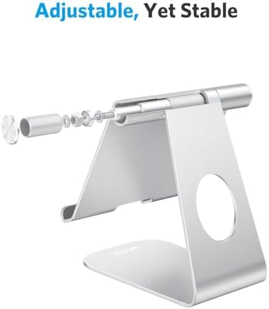 Ergonomic Adjustable Aluminum Tablet Stand – Versatile Cradle for i Pad & Samsung with Multi-Angle Viewing – Perfect for Enhanced Comfort and Productivity at Home, Office, or On-the-Go – Durable, Lightweight Design for All Tablets Up to 13 Inches