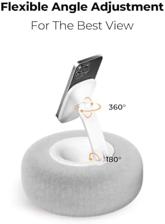 Phone Stand with Pillow, Adjustable iPhone Stand with Anti-Slip Strips, Fuzzy Tablet Holder- Compatible with 4″-7″ Devices, Including iPhone, iPad, Kindle, and Android (Pink) – Enhanced Compatibility and Speed