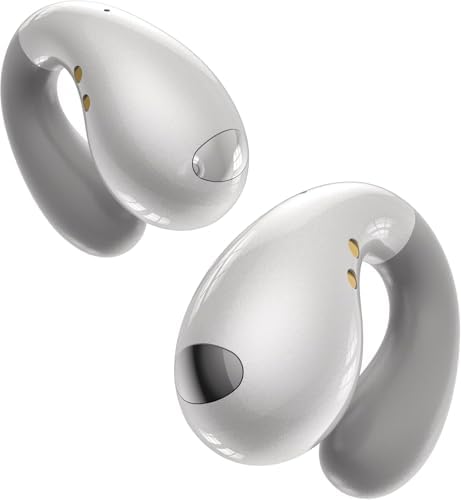 Revolutionize Your Fitness Experience with Boytond Pearl White Bone Conduction Earbuds – Lightweight Clip-On Design for Ultimate Comfort and Awareness During Workouts – Waterproof Bluetooth Headphones for Reliable Performance and Seamless Connectivity
