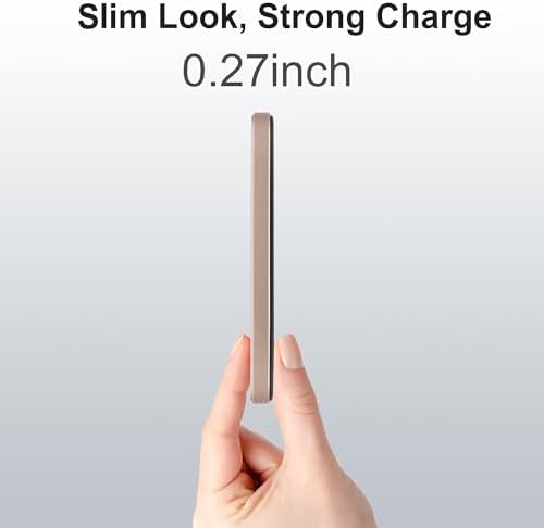 Ultra-Slim Magnetic Wireless Power Bank 5000 m Ah – 15 W Fast Charger for i Phone 16/15/14/13/12 Series – Sleek Metallic Design with USB-C Charging Cable – Enhanced Safety Features for Reliable On-the-Go Power