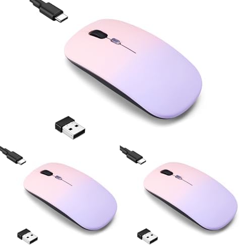 Seamless Productivity with 3 Pack Rosy Glow Red Wireless Bluetooth Mouse – Rechargeable, Silent, and Slim Dual Mode Mice for Laptop, Desktop, i Pad, and Mac – Perfect for On-the-Go Professionals and Students