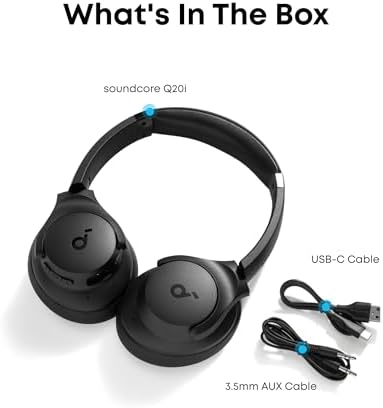 Unleash Your Sound: Anker Q20 i Wireless Over-Ear Headphones with Advanced Noise Cancellation, 40-Hour Battery Life, and Customizable Audio Profiles – Immerse Yourself in Hi-Res Audio with Deep Bass and Transparency Mode for Ultimate Comfort and Clarity