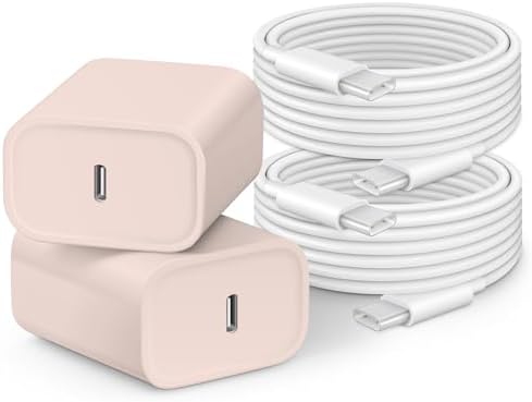 20 W USB-C Wall Charger for i Phone 16 & 15 – Fast Charging Dual Pack with 6 FT Type-C Cable – Optimized Power Delivery for i Pad Pro and More – Compact, Durable, and Travel-Friendly Charging Solution for Home and On-the-Go Use