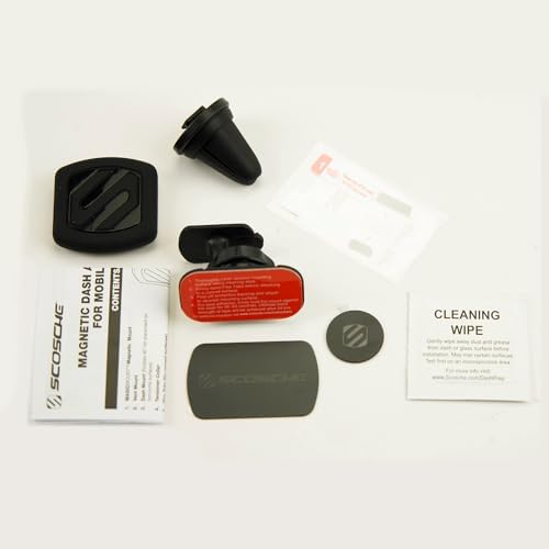 Scosche MAG12 V-XCES0 Universal Magnetic Car Phone Holder with USB Charger – Effortless Hands-Free Mounting for i Phone, i Pad, and All Smartphones – Durable Cigarette Lighter Design for Safe Navigation and Charging on the Go