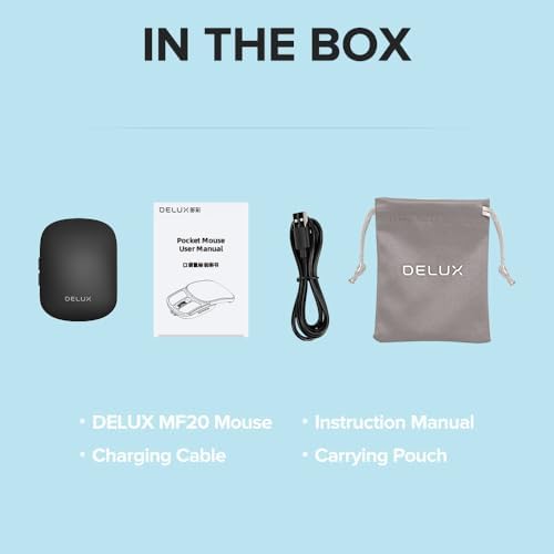 De LUX 2-in-1 Wireless Bluetooth Travel Mouse – Ultra-Quiet Clicks, Dual Connectivity (2.4 GHz & BT5.2), Up to 4000 DPI Sensitivity, Slim & Foldable Design, Rechargeable Battery for Seamless Use on Windows, mac OS, and Android Devices – Perfect for Professionals on the Go
