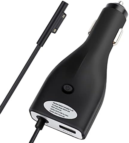 High-Speed 42 W Surface Car Charger for Microsoft Surface Devices – Dual Output Power Supply with USB Quick Charge for Pro 3, 4, 5, 6, Surface Laptop & Go – 5 Ft Cord for Ultimate Compatibility and Convenience