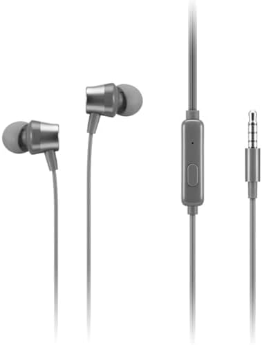 Lenovo 300 USB-C Wired In-Ear Headphones – Exceptional Sound Performance, Ergonomic Fit with Customizable Silicone Tips, Sleek Grey Design for Commuters, Gamers, and Professionals – Integrated Microphone with Play/Pause Control for Effortless Listening and Calls