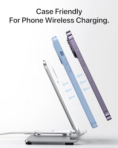 2024 Enhanced 3-in-1 Wireless Charging Station for Apple Devices – Fast Charging Dock for i Phone 16/15/14/13/12/11, Apple Watch, and Air Pods in Stylish Purple – Ultimate Multi-Device Charging Solution with Safety Features and Sleek Design