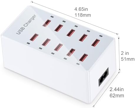 Multi-Device USB Charging Hub with 10 High-Speed Ports – Smart Plug Power Strip for i Phone 15/14/13, i Pads, Galaxy Watches & Android Phones – Ultimate Fast Charging Solution for Home & Office Efficiency