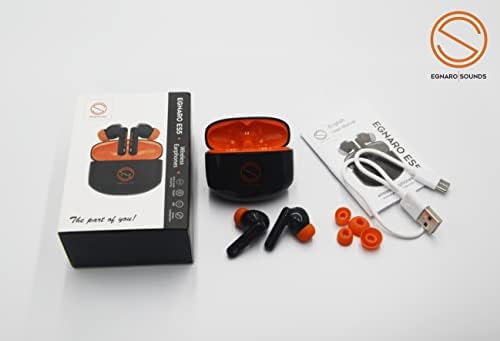 EGNARO ES5 True Wireless Stereo Earbuds – Bluetooth 5.1 with Active Noise Cancelling, Touch Controls, IPX4 Waterproof, Superior Sound Quality for Uninterrupted Listening and Seamless Calls in Sleek Black Finish