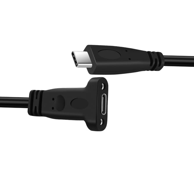 USB Type C 3.1 Panel Mount Adapter Cable 0.6FT, USB C Gen 2 Male to Female 10Gbps Data Cable with Mount Screw for MacBook Tablet, Mobile Phone, Hard Disk Drive – Enhanced Compatibility and Speed