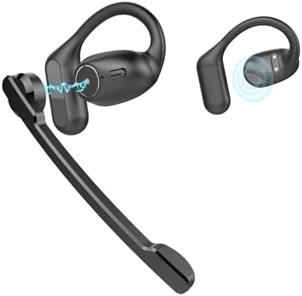 Open-Ear Bluetooth Headset with Detachable Microphone – Advanced Noise Cancellation for Professional Clarity, Bluetooth 6.0 for Instant Connection, Lightweight Comfort for All-Day Use, Perfect for Office and On-the-Go Communication