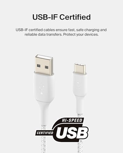 Enhance Your Charging Experience with the Belkin Boost Charge Braided USB-C to USB-A Cable – Fast, Reliable, and Versatile for i Phone 16, Samsung Galaxy S25, Google Pixel 9 & 8, i Pad Pro, Nintendo Switch 2, and Carplay – 3.3 ft Durable Design with Value 2-Pack for Optimal Performance and Longevity