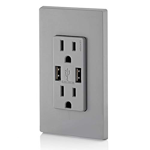 Leviton 60 W Dual USB Type A/Type-C In-Wall Charger – Fast, Efficient Power Delivery Solution for Smartphones, Tablets & Laptops – Tamper-Resistant Outlet in Light Almond for Safe, Clutter-Free Charging Experience – Perfect for Home and Office Use