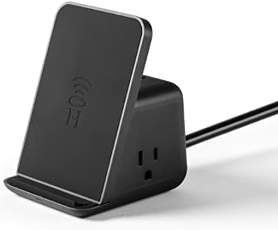 HALO Wireless Charging Station – Multifunctional Power Hub with 3 USB Ports & 2 AC Outlets for Fast, Efficient Charging of Up to 5 Devices Simultaneously – Sleek Charcoal Finish for Stylish Desktop Organization – Qi-Enabled Compatibility for All Your Gadgets