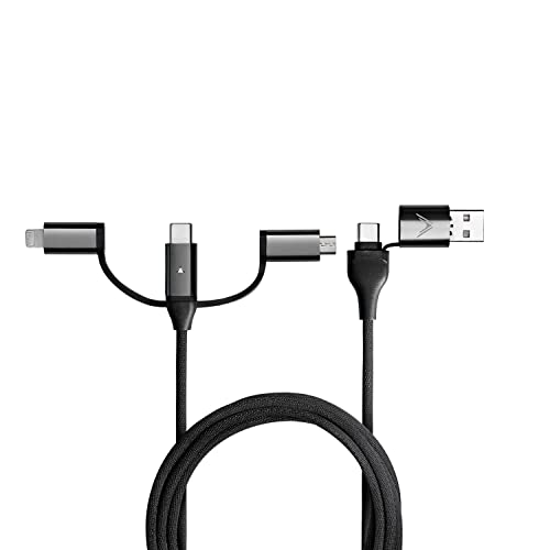 Futurizta Tech Zeus-X Enhanced 6-in-1 Universal Multi Cable – Compact 0.65 ft Fast Charging Solution for Laptops and Smartphones with 60 W PD & 27 W QC3.0, Military-Grade Durability, Braided Design & LED Indicator, Includes Organizer Strap for Efficient Storage and Travel
