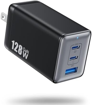 Power Up Your Devices with the Ultimate 128 W USB C Wall Charger – Advanced Ga N III Technology, 3-Port Fast Charging Station for Mac Book Pro, HP, Dell XPS, i Phone 15, Galaxy S23 & More – Compact & Efficient Travel Adapter for Maximum Device Compatibility and Rapid Charging Performance
