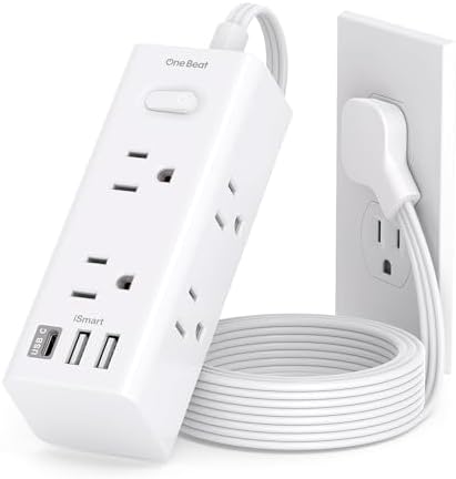 5 Ft Versatile Power Strip with 6 AC Outlets & 3 USB Ports, including USB-C – Compact Flat Plug Extension Cord for Efficient Charging in Dorm Rooms, Travel, and Home Offices – Surge Protector for Enhanced Device Safety and Connectivity