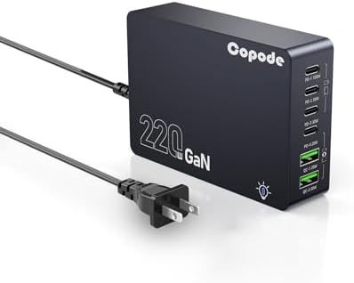 Revolutionize Your Charging Setup with the 220 W Ga N USB C 6-Port Fast Charger – Ultimate Power Hub for i Phone 16, Galaxy 25, Mac Book & More – Compact, Efficient, and Safe Solution for All Your Devices!