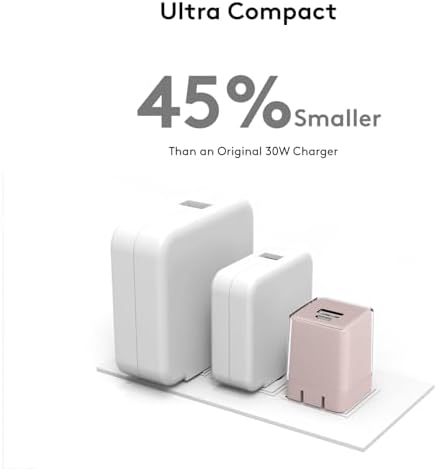 30 W Ga N Dual-Port USB-C Charger – Ultra-Portable Fast Charging Power Adapter for i Phone 12/13/14/15/16, i Pad Pro/Air/Mini, Google Pixel, Samsung Galaxy – Compact Foldable Design for Mobile Professionals and Travelers – Sleek Grey Finish for Modern Tech Aesthetics