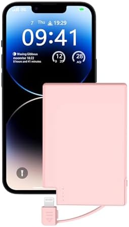 TNTOR Ultra-Slim USB-C Power Bank with Built-in Cable – Pocket-Sized Charger for i Phone 15/16 and Android Devices – Fast Charging, Lightweight, and Wallet-Friendly Battery Pack for On-the-Go Power Solutions