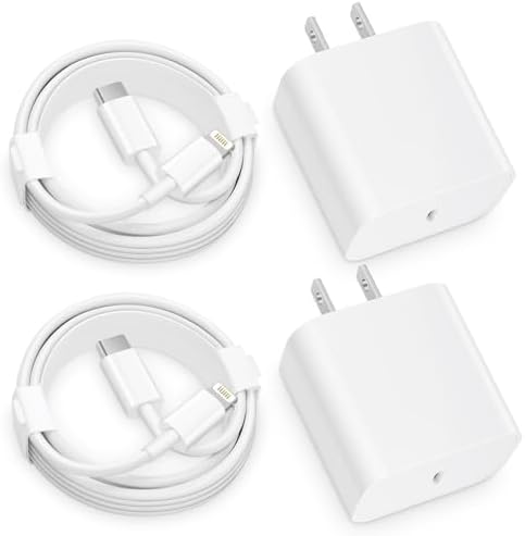 Pink Power Duo: 20 W PD USB-C Fast Charging Set with Dual 6 FT MFi-Certified Cables – High-Efficiency Charging Solution for i Phone 14, 13, 12, 11 Pro/Pro Max/Xs/XR/X – Stylish, Safe, and Versatile Power Accessory for Home, Office, and Travel