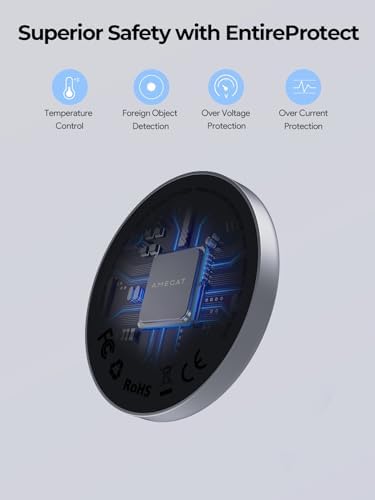 Mag Fusion Aura 15 W Qi2 Certified Magnetic Wireless Charging Pad – Fast, Effortless Charging for i Phone 16/15/14/13/12 Series – Stylish Design with Enhanced Safety and Non-Slip Surface for Home & Travel Use