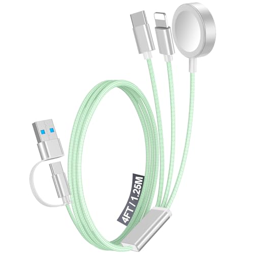 Ultimate 2-Pack Fast Charging Cable Set: Versatile USB A/Type C/Lightning Cables for Quick Charging of Apple Watch & i Phone, 4 FT Length for Seamless Travel Compatibility with i Phone 11-16, i Pad, Apple Watch Ultra & SE, Durable Multi-Device Solution for Enhanced Power Efficiency and Convenience