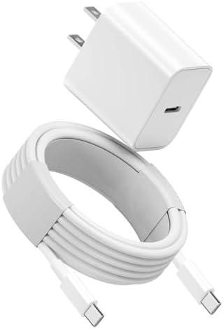 20 W USB-C Fast Charger with 10 FT Cable for Ultimate Device Compatibility – Efficient Charging Solution for Air Pods Pro 2, Air Pods Max 2, and i Phone 15/16 – High-Performance Wall Adapter for Unmatched Flexibility and Rapid Power Delivery