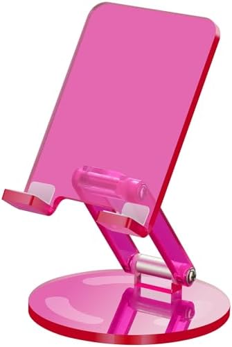 Tomorotec Adjustable Angle Acrylic Cell Phone Stand for Desk, Foldable Acrylic Phone Holder Cute for Office, Portable Non-Slip Desktop Smartphone Holder, Fit for iPhone Samsung Galaxy (Iridescent) – Enhanced Compatibility and Speed