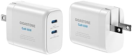 Gigastone 65 W Ga N Dual USB-C Charger [2-Pack] – Rapid Intelligent Power Allocation for Mac Book, Dell XPS, i Pad, i Phone 15/16, Galaxy S24 – Compact Foldable Travel Adapter with Enhanced Compatibility and Fast Charging Performance
