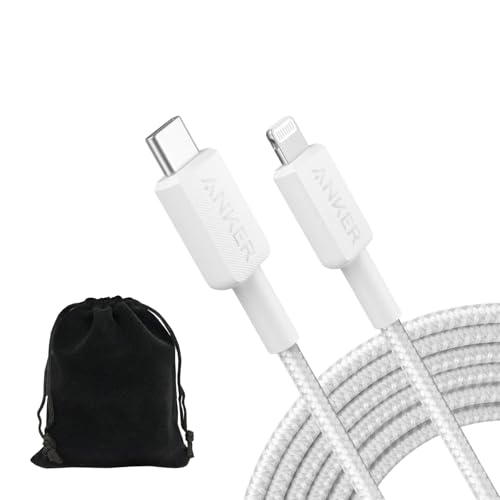 Anker 10-Foot Braided Lightning to USB-C Fast Charging Cable – Premium Durability and High-Speed Performance for i Phone, i Pad & Lightning Devices, Includes Convenient Travel Pouch – Exceptional Length for Effortless Reach and Seamless Data Transfer