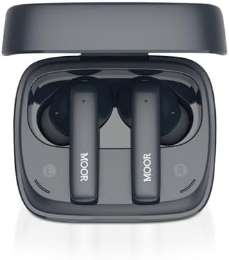 MOOR Premium Bluetooth 5.2 Wireless Earbuds with Advanced Hybrid Noise Cancellation – 30 Hours Playtime & Deep Bass for Immersive Sound – IPX5 Waterproof Design Ideal for Sports and Work – Ultra-Lightweight Comfort with Built-in Microphone for Crystal-Clear Calls – Switch Between ANC and Transparency Modes for Ultimate Audio Control