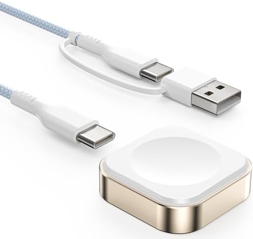Elevate Your Charging Experience with LVFAN Fast Charger Cable for Apple Watch – Detachable USB-C & A Compatibility, Durable Nylon Braided Design for Seamless Daily Use and Travel – Ideal for Series 10, 9, 8, 7, 6, 5, 4, 3, SE, Ultra 2 Models
