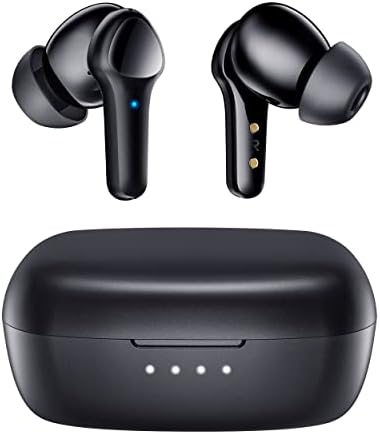 Premium Bluetooth 5.3 Wireless Earbuds – Hi-Fi Stereo Sound with IPX8 Waterproof Protection, Deep Bass Headphones Featuring Advanced Noise Cancelling with 4 Mics for Clear Calls, Perfect for i OS & Android – Ideal for Workout and Daily Use – Sleek Black Design