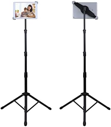 Professional Height Adjustable i Pad Tripod Stand – 360-Degree Rotating Holder for i Pad Pro 12.9, i Pad Air & 9.5-14.5 Inch Tablets – Ideal for Content Creation, Presentations & Remote Work – Lightweight, Sturdy Design for On-the-Go Convenience