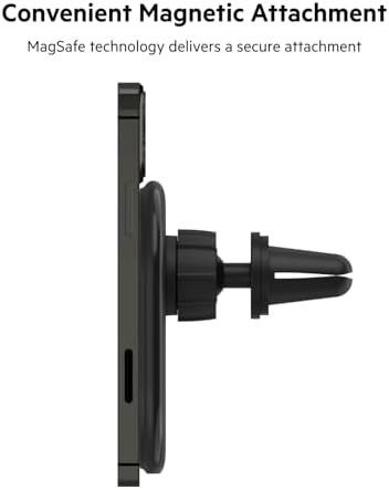 Belkin Boost Charge Pro Magnetic Wireless Car Charger – 10 W Fast Charging Car Vent Mount for i Phone 16, 15, 14, & 13 Series – Sleek Black Design for Enhanced Compatibility & Convenience on the Road