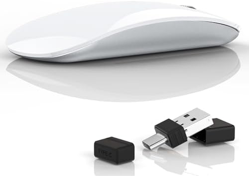 Elevate Your Computing with the Uiosmuph G11 Wireless Mouse – Stylish Purple Slim Design, USB C Rechargeable & Silent Click Technology for Effortless Precision and Comfort on Laptop, Mac, and PC