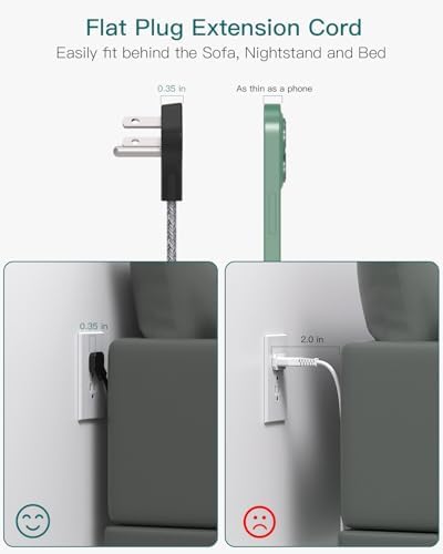 Ultimate 15 ft Surge Protector Power Strip with 4 USB Ports, Addtam Flat Plug Extension for Home Office and College Dorm – Enhanced Compatibility, Space-Saving Design, and Fast Charging for Multiple Devices