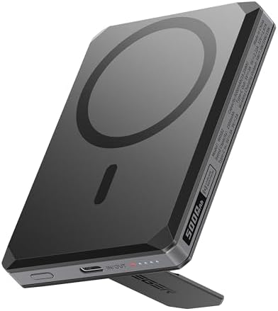 VEGER 5000 m Ah Magnetic Wireless Power Bank – 6-in-1 Multi-Functional Portable Charger with Fast Charging for i Phone 16/15/14/13/12 Series – Sleek Design, Built-in Card Slots, GPS Tracking & Multi-Angle Stand – Ideal for Travel, Work & Daily Use – Durable & Airline Safe Power Solution